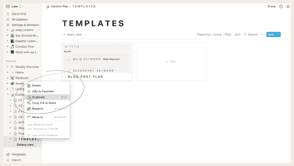 How to create templates in Notion