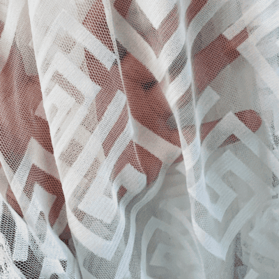 white power mesh with modern geometric print